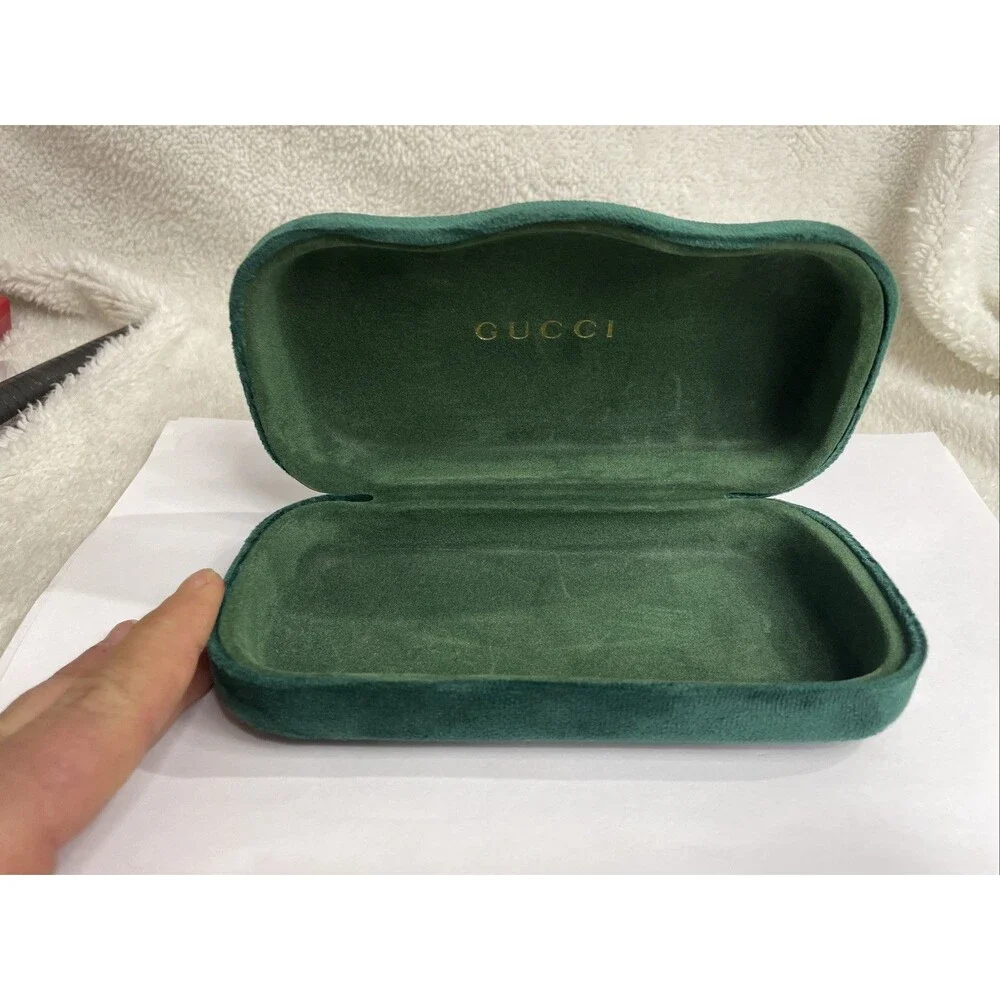 NEW GUCCI TEAL GREEN VELVET LARGE CASE EYEGLASSES SUNGLASSES CASE
